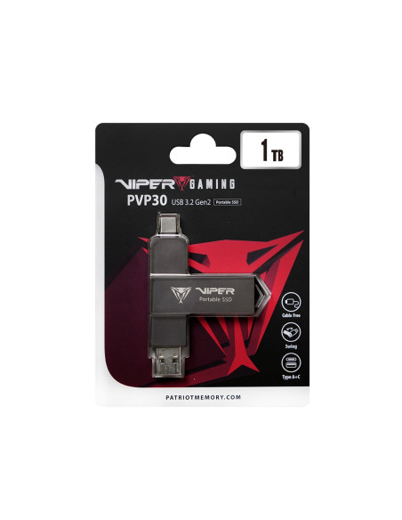 Dysk Ssd Patriot Pvp30 1Tb 1000Mb/S Usb Duo A+C 3.2 Gen2 Alu