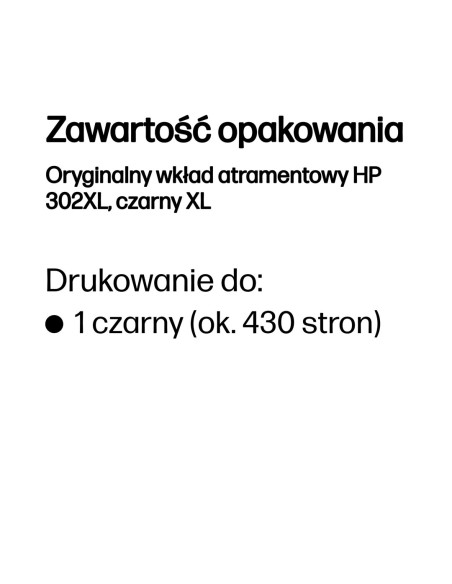 Hp Oryginalny Wkład Atramentowy 302Xl, Czarny Xl