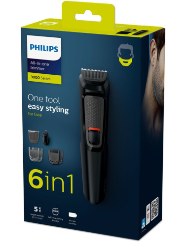 Philips Multigroom Series 3000 Trymer Do Twarzy 6 W 1 Z Samoostrzącymi Się Ostrzami Ze Stali