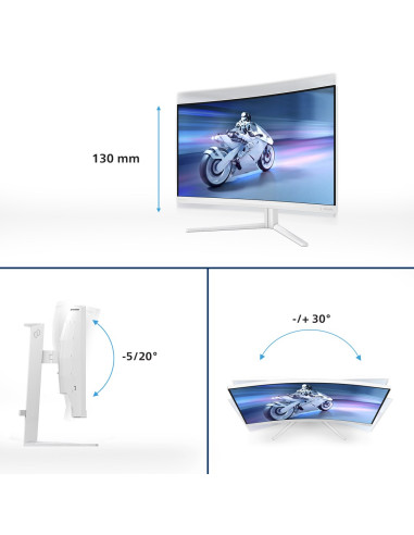 Philips Evnia 5000 27M2C5501/00 Monitor Komputerowy 68,6 Cm (27") 2560 X 1440 Px Quad Hd Lcd Biały