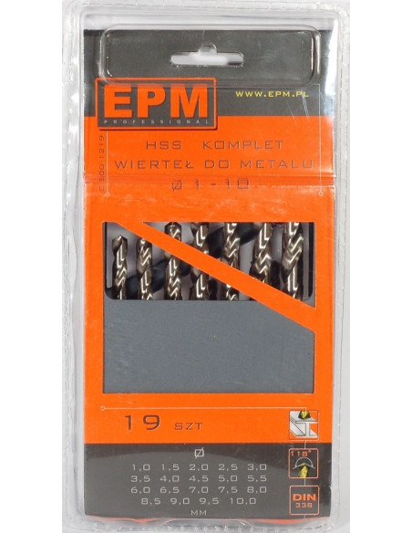 Zestaw Wierteł Hss Do Metalu 1-10Mm 19Szt.