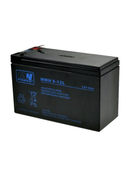 Akumulator Mpl Mw Power Mwh 9-12L Kwasowo-Ołowiowy Vrla Agm Bezobsługowy 12 V 9 Ah Czarny