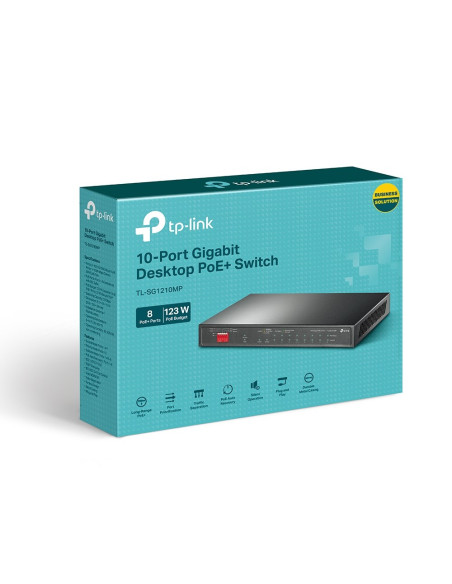 Tp-Link Tl-Sg1210Mp Łącza Sieciowe Nie Zarządzany Gigabit Ethernet (10/100/1000) Obsługa Poe Czarny