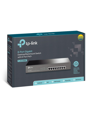 Tp-Link Tl-Sg1008Mp Nie Zarządzany Gigabit Ethernet (10/100/1000) Obsługa Poe 1U Czarny