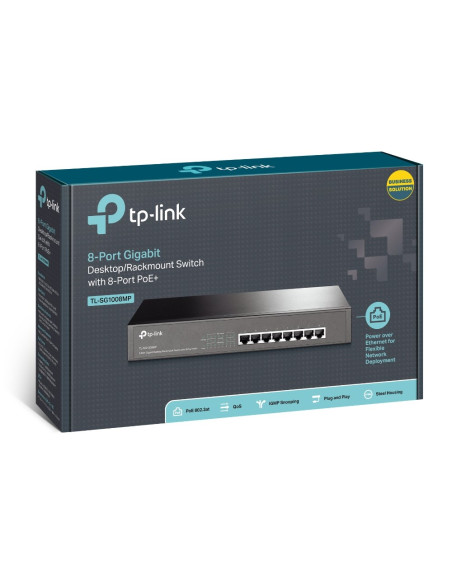 Tp-Link Tl-Sg1008Mp Nie Zarządzany Gigabit Ethernet (10/100/1000) Obsługa Poe 1U Czarny