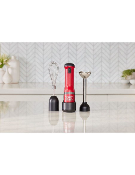 Black & Decker Bckm1012Kr Blender 0,7 L Blender Immersyjny Czerwony, Stal Nierdzewna