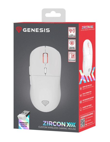 Genesis Zircon Xiii Myszka Gaming Oburęczny Rf Wireless + Usb Type-C Optyczny 26000 Dpi