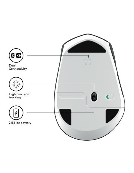 Logitech M720 Myszka Po Prawej Stronie Rf Wireless + Bluetooth Optyczny 1000 Dpi