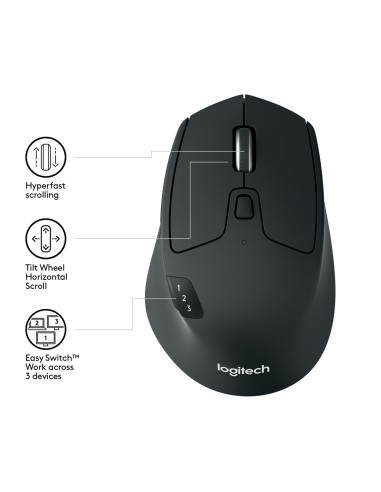Logitech M720 Myszka Po Prawej Stronie Rf Wireless + Bluetooth Optyczny 1000 Dpi