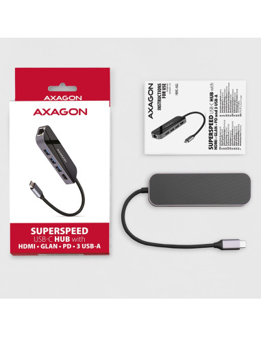 Axagon Hmc-6Gl Stacja Dokująca Usb 3.2 Gen 1 (3.1 Gen 1) Type-C Czarny, Szary
