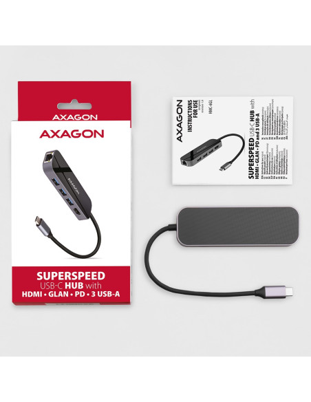 Axagon Hmc-6Gl Stacja Dokująca Usb 3.2 Gen 1 (3.1 Gen 1) Type-C Czarny, Szary