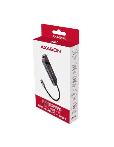 Axagon Hmc-6Gl Stacja Dokująca Usb 3.2 Gen 1 (3.1 Gen 1) Type-C Czarny, Szary