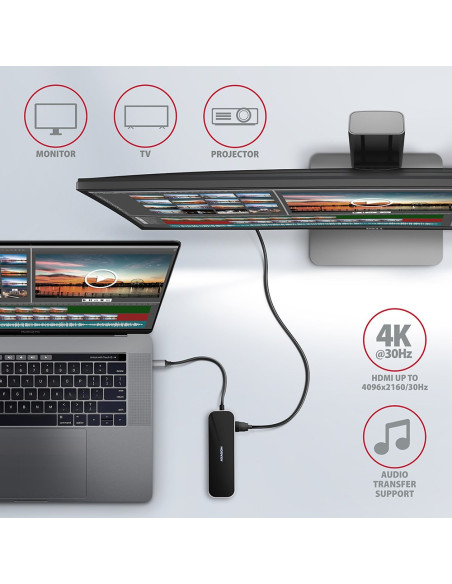 Axagon Hmc-6Gl Stacja Dokująca Usb 3.2 Gen 1 (3.1 Gen 1) Type-C Czarny, Szary