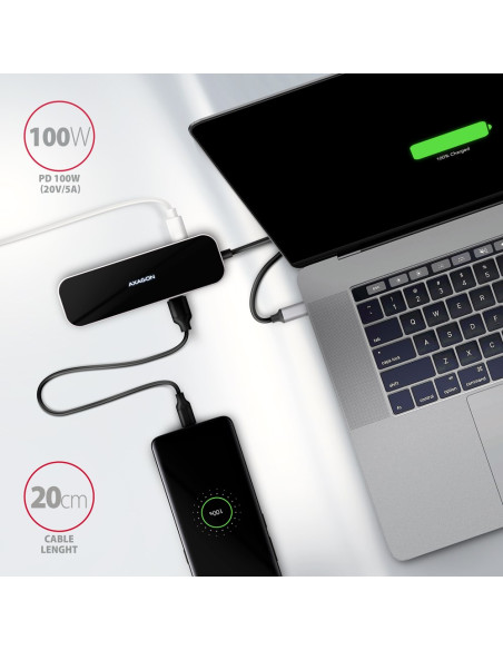 Axagon Hmc-6Gl Stacja Dokująca Usb 3.2 Gen 1 (3.1 Gen 1) Type-C Czarny, Szary