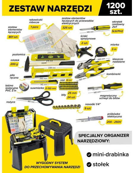 Zestaw Uniwersalny 1200El. 1/4" 6-Kąt.  /Wmc
