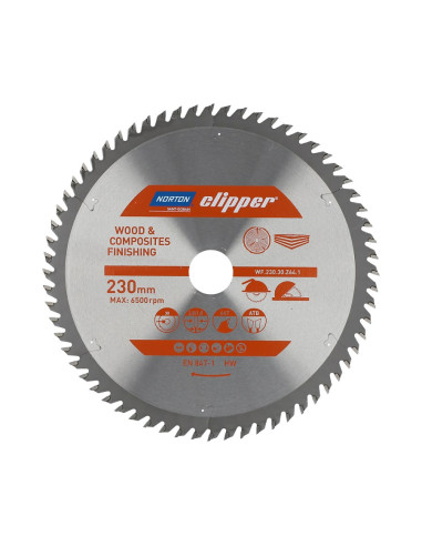 Norton Piła Tarczowa 230Mm X 30Mm X 64Z Drewno I Kompozyty Atb (2,8 / 1,8)...
