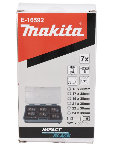 Makita E-16592 Gniazdo Udarowe Wpływ Socket Set Czarny, Morski