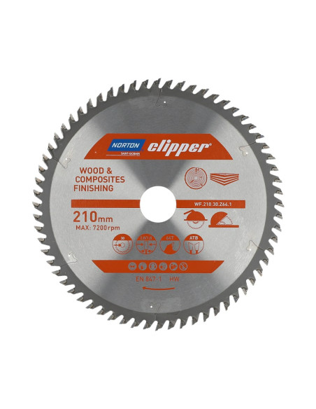 Norton Piła Tarczowa 210Mm X 30Mm X 64Z Drewno I Kompozyty Atb (2,8 / 1,8)