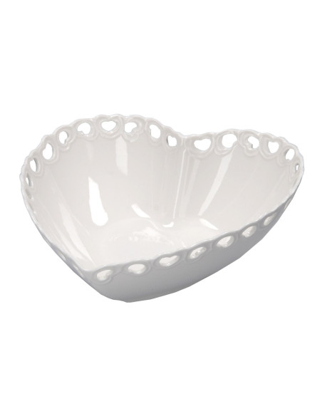 Zdobiona Miska Valentino Serce - Biały, 20 Cm