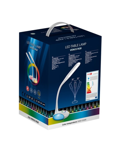 Nowoczesna Lampka Na Biurko Wielokolorowa Rgb Led Activejet Venus Rgb Biała Z Funkcją Oświetlenia Nocnego