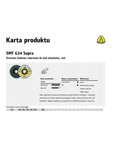 K.ściernica Listk.smt624 125 P 80 10+2 Stal, Stal Szlachetna Wypukła.