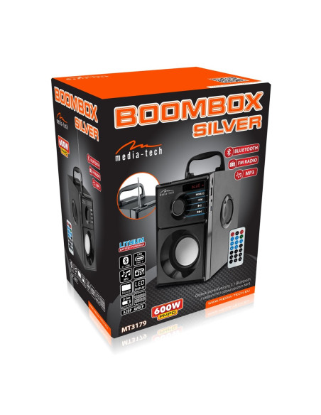 Media-Tech Głośnik Bezprzewodowy Boombox Silver 15W Mrs Mt3179