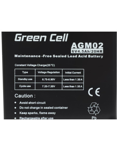 Green Cell Akumulator Żelowy Agm02 6V 4,5Ah