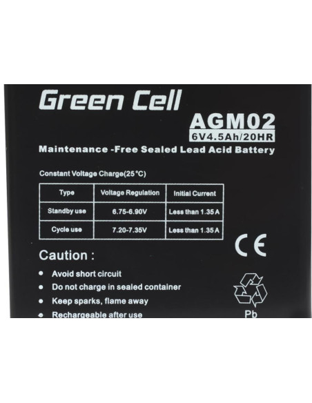 Green Cell Akumulator Żelowy Agm02 6V 4,5Ah