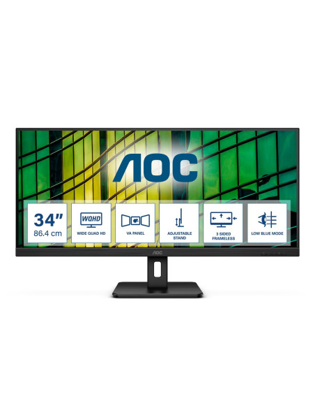 Aoc U34E2M Monitor Komputerowy 86,4 Cm (34") 3440 X 1440 Px Wide Quad Hd Czarny