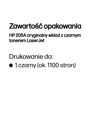 Hp 205A Oryginalny Wkład Z Czarnym Tonerem Laserjet