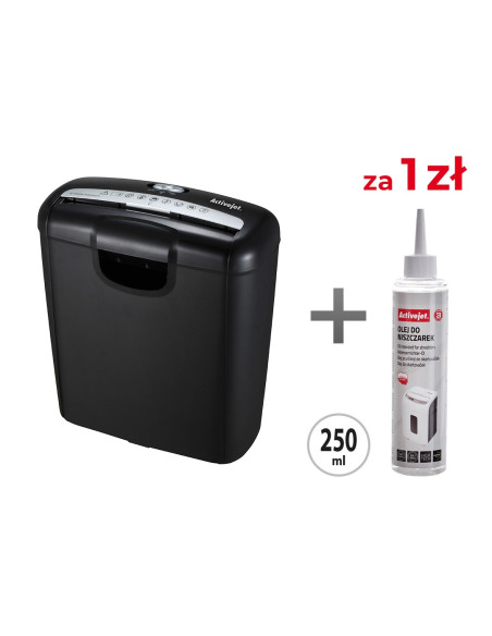 Activejet Niszczarka Ash-0601S + Activejet Olej Do Niszczarek 250Ml Aso-250 Za 1 Zł