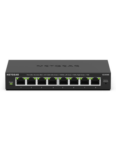 Netgear Gs308E Zarządzany L2/L3 Gigabit Ethernet (10/100/1000) Obsługa Poe Czarny