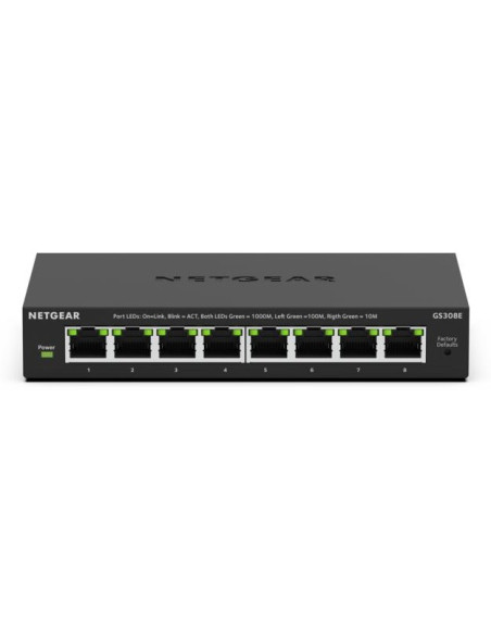 Netgear Gs308E Zarządzany L2/L3 Gigabit Ethernet (10/100/1000) Obsługa Poe Czarny