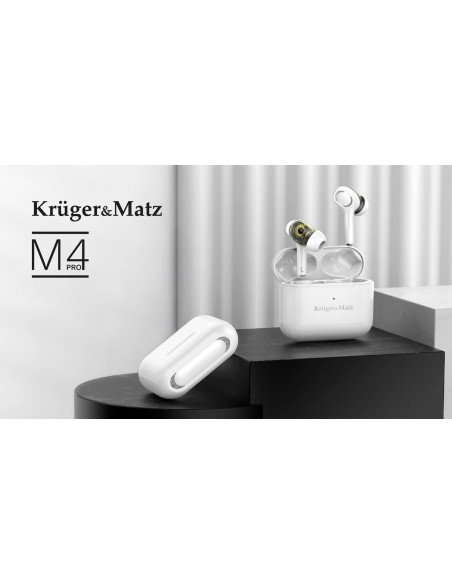 Kruger & Matz Dual Driver M4 Pro Słuchawki Douszne Tws Stereo Bluetooth Białe