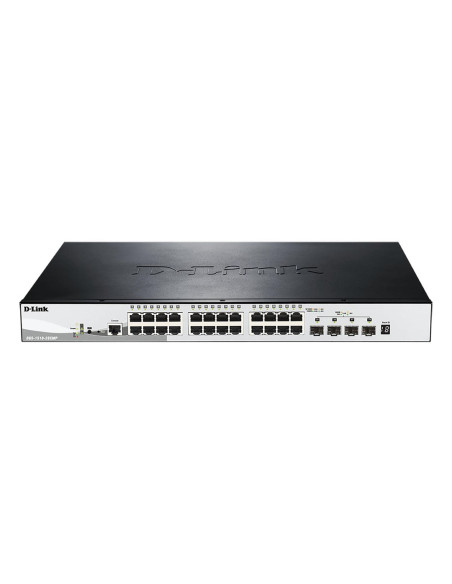 D-Link Dgs-1510-28Xmp/E Łącza Sieciowe Zarządzany L2/L3 Gigabit Ethernet (10/100/1000) Obsługa Poe Czarny, Szary
