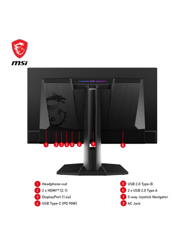 Monitor Msi Mpg 271Qrxde Qd-Oled 67Cm (26,5") Qhd 16:9 Dp/Hdmi/Usb-C Pd90W 360Hz