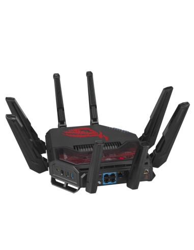 Asus Rog Rapture Gt-Be19000 Router Bezprzewodowy Multi-Gigabit Ethernet Trójpasmowy (2,4 Ghz / 5 Ghz / 6 Ghz) Czarny, Czerwony
