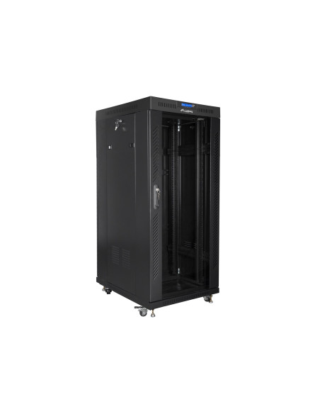 Szafa Instalacyjna Rack Stojąca 19" 27U 800X1200 Czarna Drzwi Szklane Lcd Lanberg (Flat Pack)