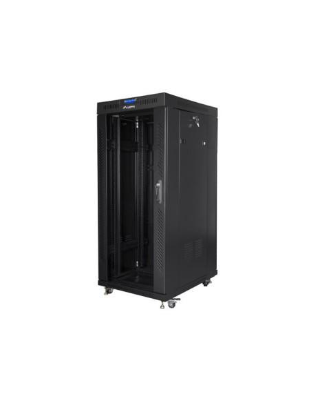 Lanberg Szafa Stojąca Rack 19" 27U 800X1000 Drzwi Szklane Lcd Czarna (Flat Pack) Ff01-8027-12Bl