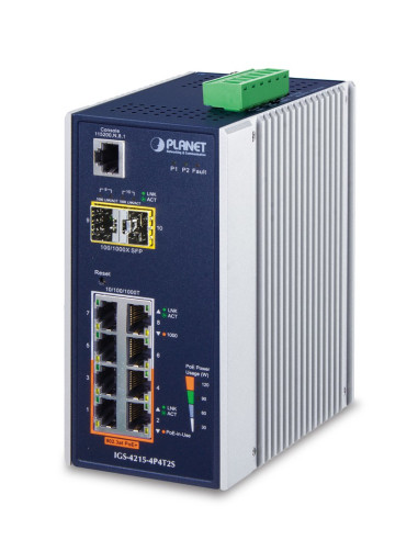 Planet Igs-4215-4P4T2S Łącza Sieciowe Zarządzany L2/L4 Gigabit Ethernet (10/100/1000) Obsługa Poe Niebieski, Biały