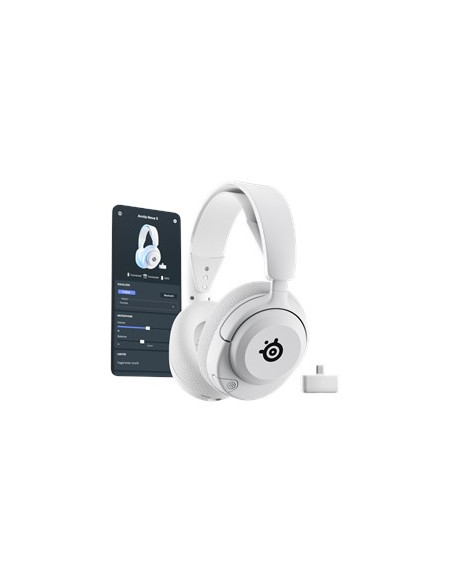 Steelseries Gaming Headset Arctis Nova 5P Bluetooth Over-Ear Microphone Noise Canceling Wireless White