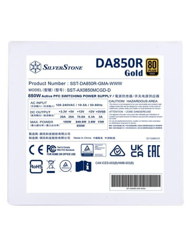 Silverstone Da850R Moduł Zasilaczy 850 W 20-Pin Atx Atx Biały