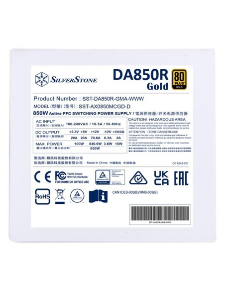 Silverstone Da850R Moduł Zasilaczy 850 W 20-Pin Atx Atx Biały