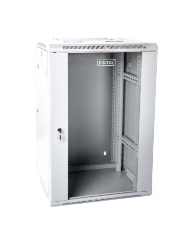 Szafa Sieciowa Wisząca 19" 15U Rack 600X600, Drzwi Szyba, Szary, Dzielona, Złożona, 60Kg