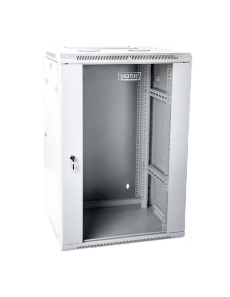 Szafa Sieciowa Wisząca 19" 15U Rack 600X600, Drzwi Szyba, Szary, Dzielona, Złożona, 60Kg