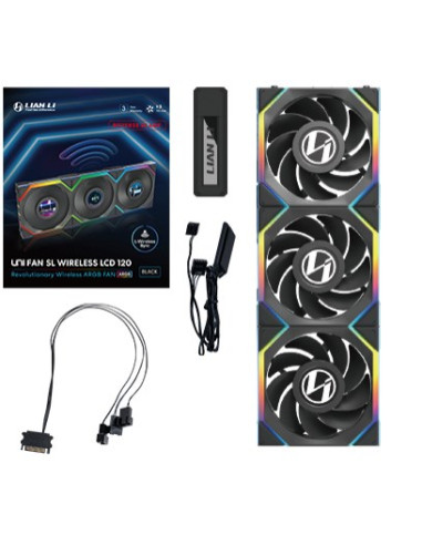 Lian Li Uni Fan Sl Wireless Lcd 120 Reverse Blade Obudowa Komputera Wentylator 12 Cm Czarny 3 Szt.