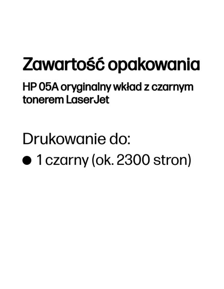 Hp 05A Oryginalny Wkład Z Czarnym Tonerem Laserjet