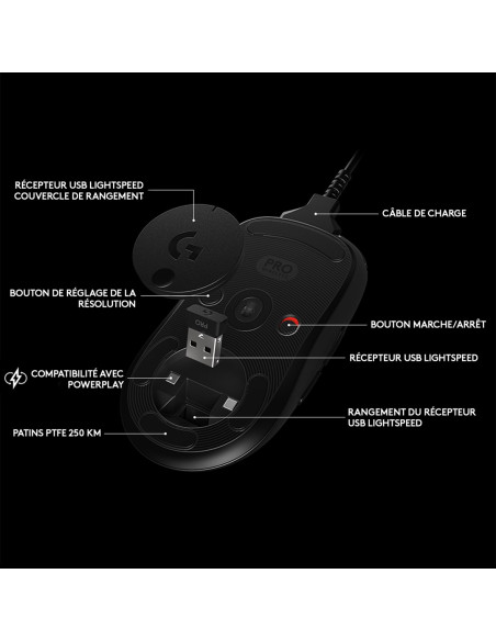 Logitech G Pro Wireless Myszka Gaming Oburęczny Rf Wireless Optyczny 25600 Dpi