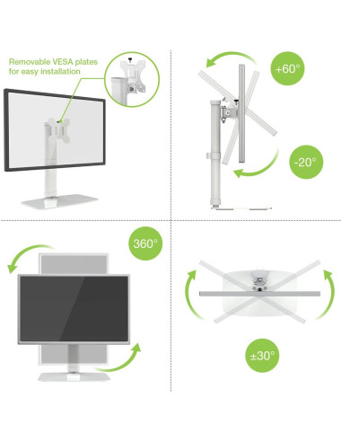 Techly Ica-Lcd 260 Uchwyt / Stojak Do Monitorów 68,6 Cm (27") Biurko Biały