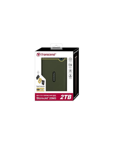 Transcend Storejet 25M3G Zewnętrzny Dysk Twarde 2 Tb 2.5" Micro-Usb B 3.2 Gen 1 (3.1 Gen 1) Zielony